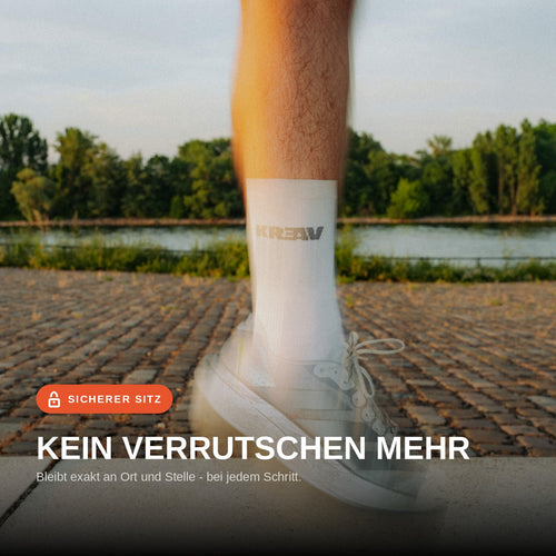 KREAV ONE Laufsocke mit verstärkter Ferse und Kompressionsbund kein Verutschen mehr 